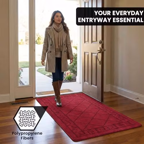 Smart Living Red Non-Slip Heavy Duty Hallway Runner Rug, Machine Washable, W: 60 cm, L: 220 cm – 9