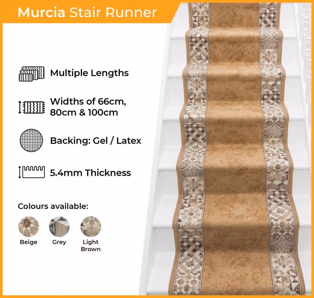 runrug Murcia Stair Runner Carpet, Grey, W: 80 cm x L: 510 cm – 2