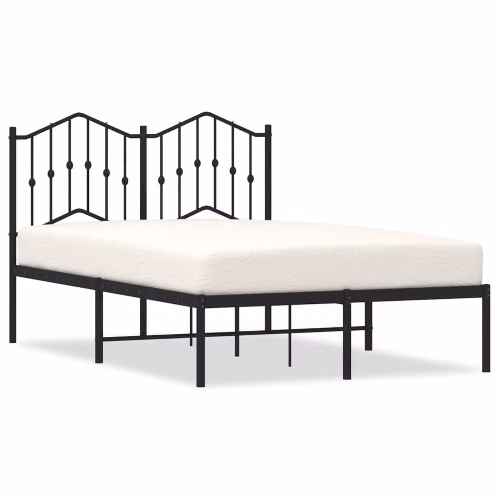 Berkfield Home Metal Bed Frame with Headboard in Black, W/D/H: 120 x 190 cm – 2