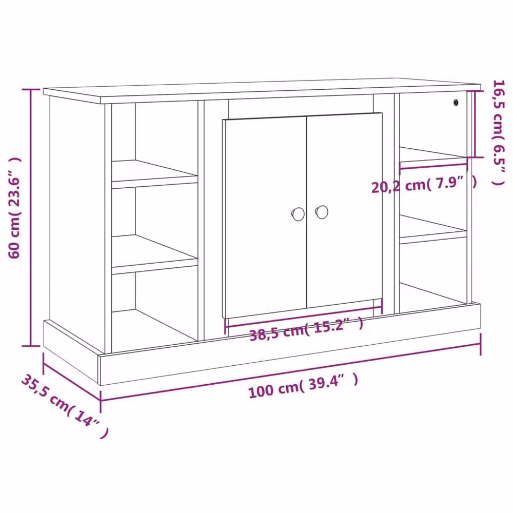 Berkfield Home Sideboard in Concrete Grey, W/D/H: 100 x 35.5 x 60 cm – 5
