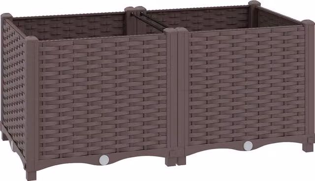 Outsunny Brown Plastic Raised Garden Bed with Legs, Self-Watering Elevated Planter Box with Drainage Holes and Plugs, W/D/H: 80 x 40 x 37 cm – 1