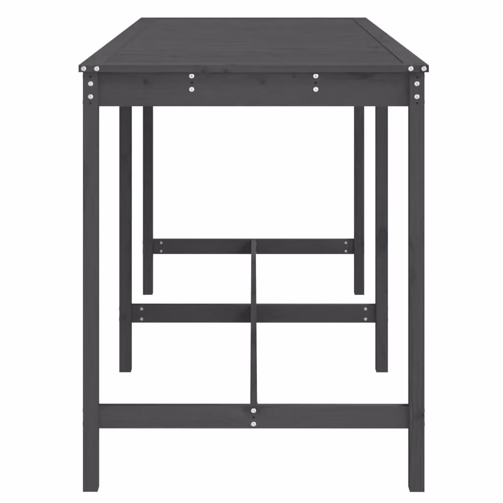 Berkfield Home Rustic Grey Solid Wood Pine Garden Table W/D/H: 203.5 x 90 x 110 cm – 4