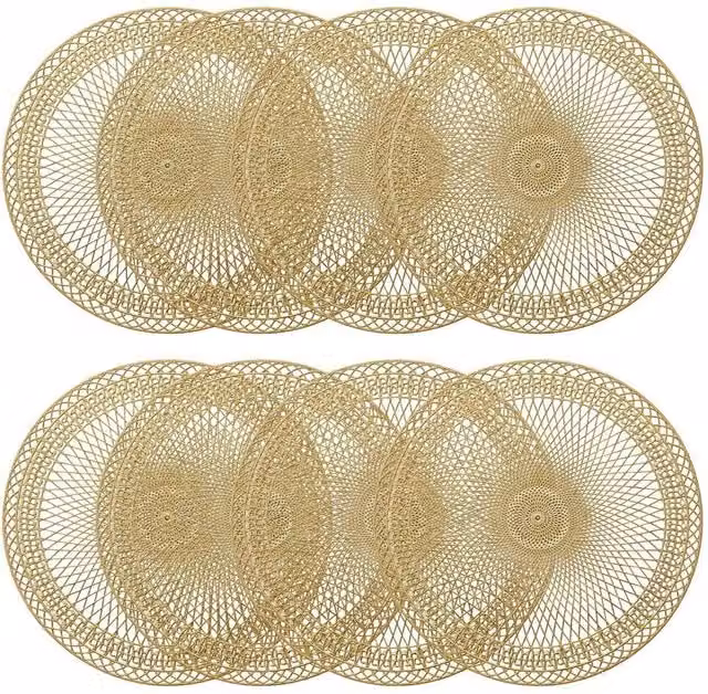 FLAVORA Circular Woven Placemat in Yellow, Diameter: 38 cm