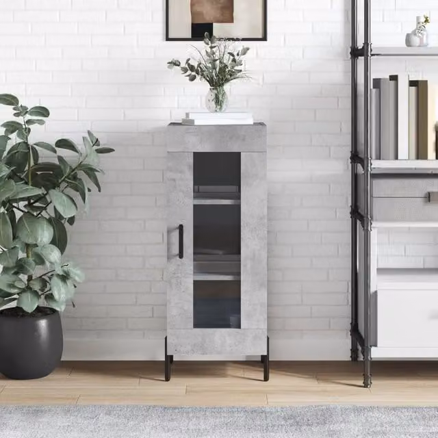 Berkfield Home Sideboard in Concrete Grey, W/D/H: 34.5 x 34.5 x 90 cm – 1