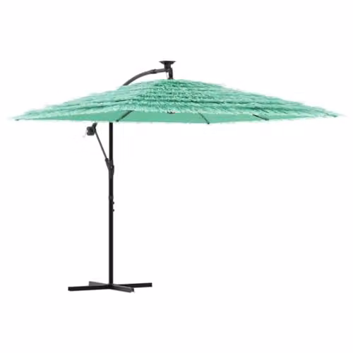 vidaXL Garden Parasol with Steel Pole and Polyester Canopy, Green, W: 246 cm, D: 246 cm, H: 230 cm