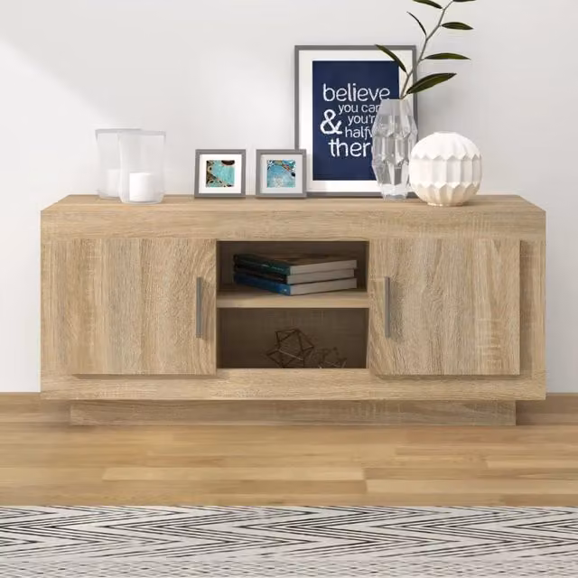 Berkfield Home Sonoma Oak TV Cabinet in Brown, W/D/H: 102 x 35 x 45 cm
