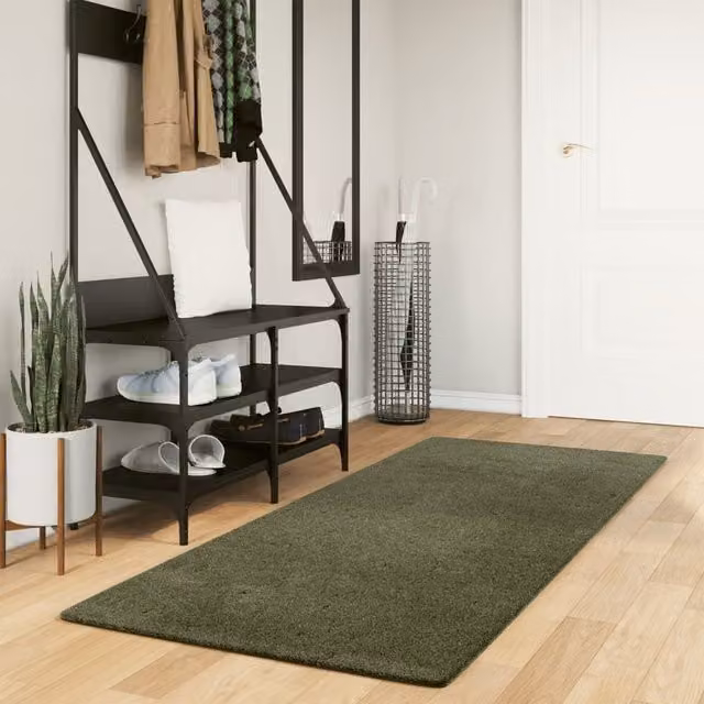 Berkfield Home HUARTE Short Pile Washable Rug, Forest Green, W: 80 cm, L: 200 cm – 1