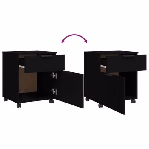 vidaXL Mobile File Cabinet with Lock and Castors, Black, W: 45 cm, D: 38 cm, H: 54 cm – 4