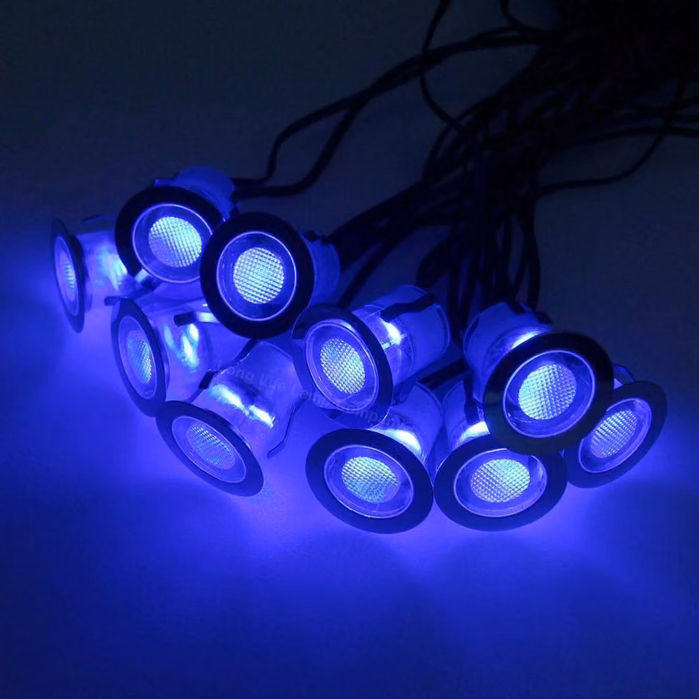 SPETLEK IP68 Round Outdoor LED Decking Lights in Blue – 4