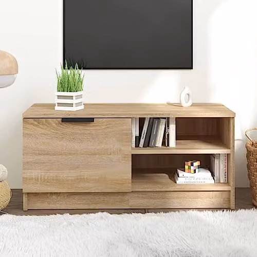 vidaXL Modern TV Cabinet in Sonoma Oak, Brown, W/D/H: 80 x 35 x 36.5 cm – 2