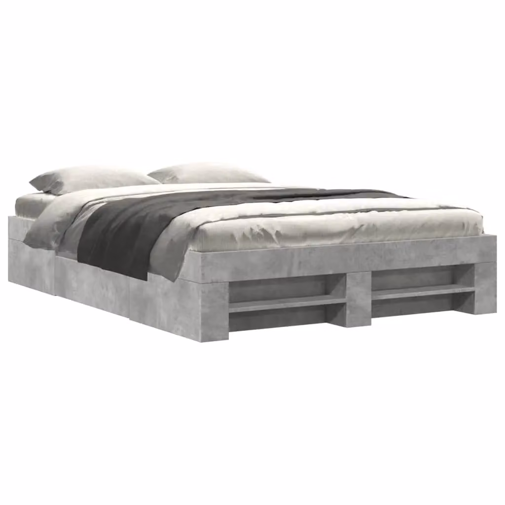 Berkfield Home Engineered Wood Bed Frame in Concrete Grey, W/D/H: 135 x 190 cm – 2