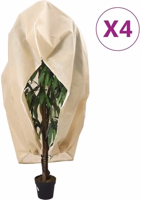 Berkfield Home Plant Fleece Covers with Zip, 4 Pack, Beige, W: 3.93 m, H: 3 m – 1
