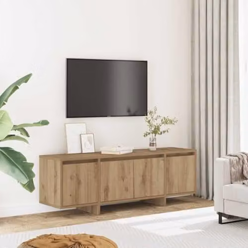 vidaXL Modern TV Cabinet in Brown Oak, W/D/H: 120 x 30 x 40.5 cm – 2