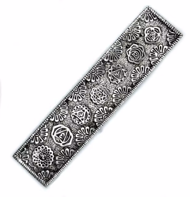 KDMD Polished Aluminium Chakra Long Incense Holder, Silver, Length: 23 cm – 1