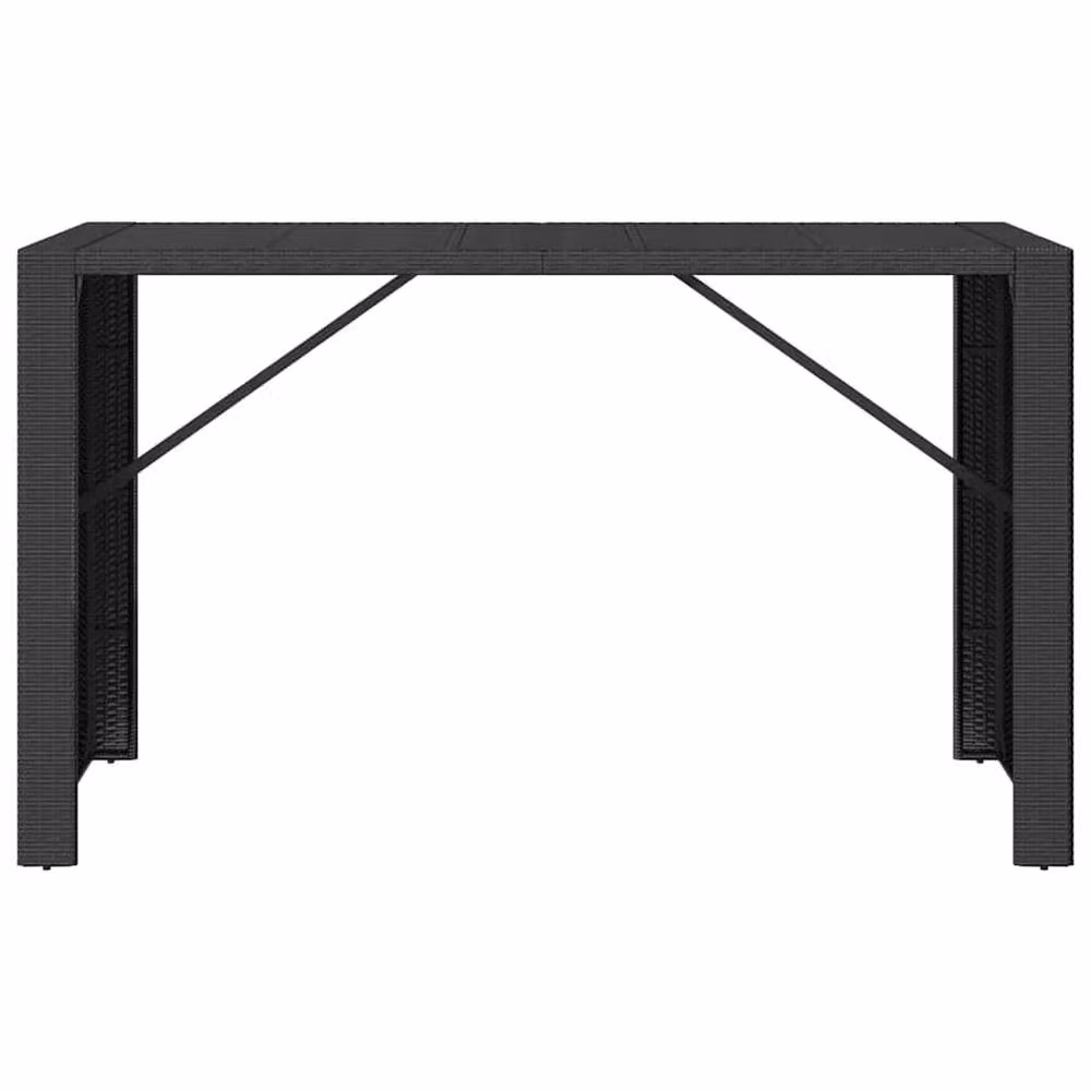 Berkfield Home Bar Table with Glass Top in Black Poly Rattan, W/D/H: 185 x 80 x 110 cm – 3