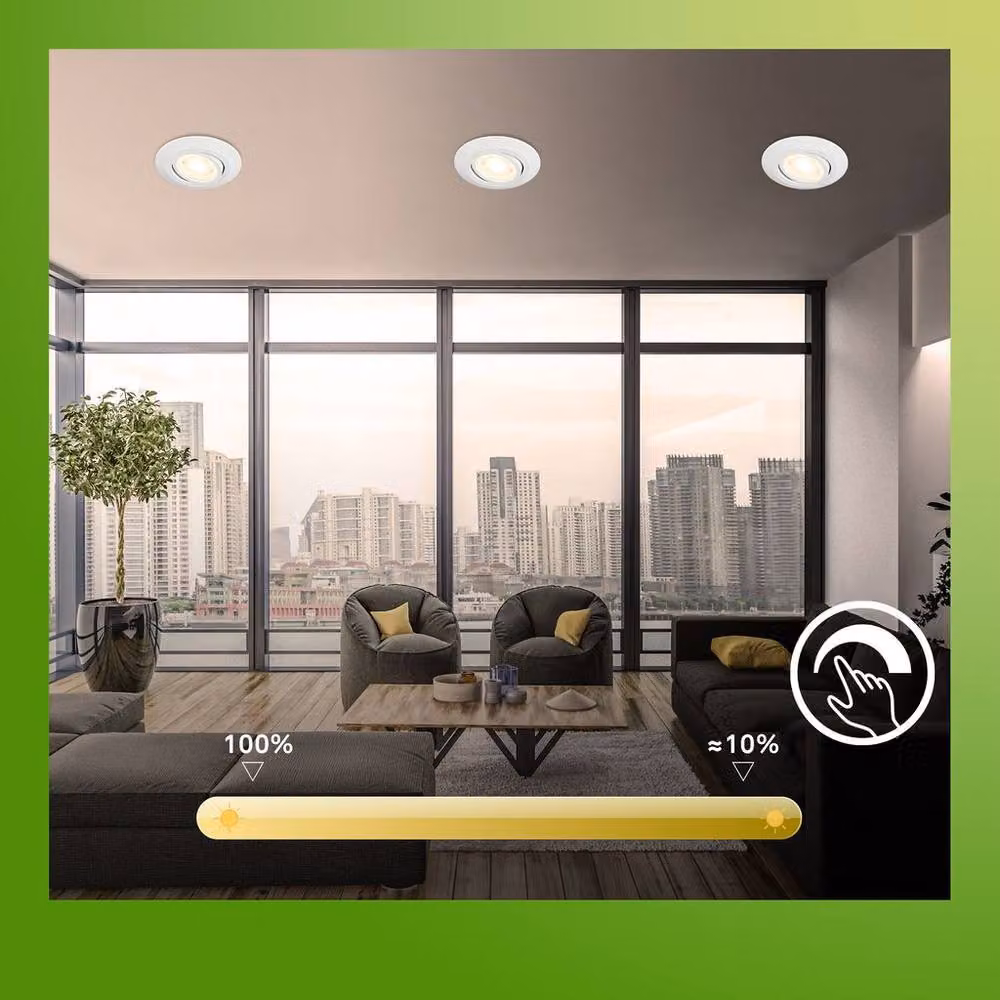 Briloner Set of 3 White Dimmable LED Recessed Downlights with Adjustable Colour Temperature, W/D/H: 90 x 24 x 68 mm – 3