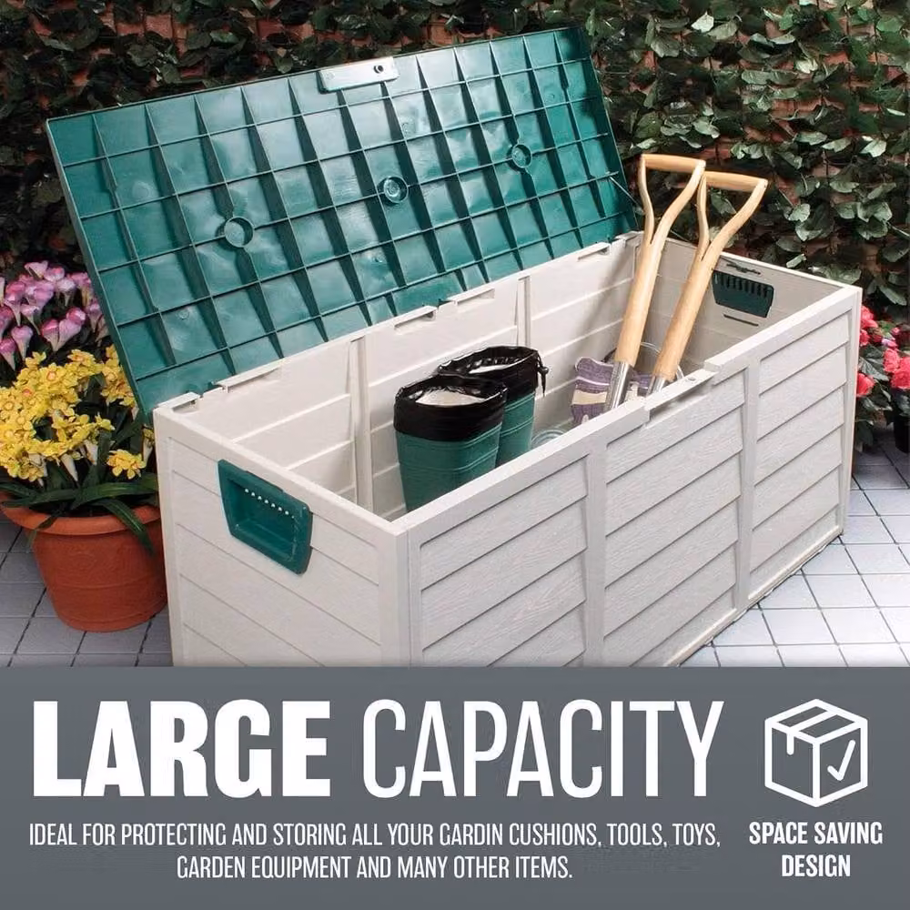 BARGAINS-GALORE Multicolour Plastic Outdoor Garden Furniture Storage Box, W/D/H: 114 x 52 x 56 cm – 4