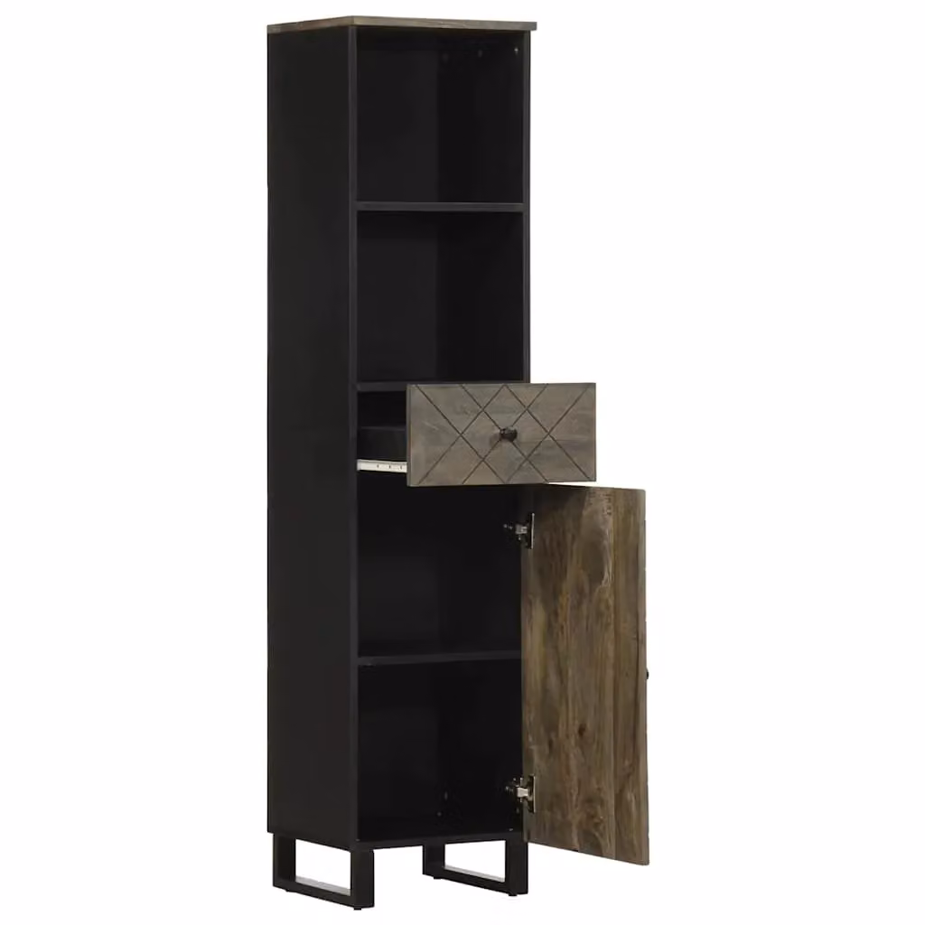 Berkfield Home Black Mango Wood Bathroom Cabinet W/D/H: 38 x 33 x 160 cm – 2