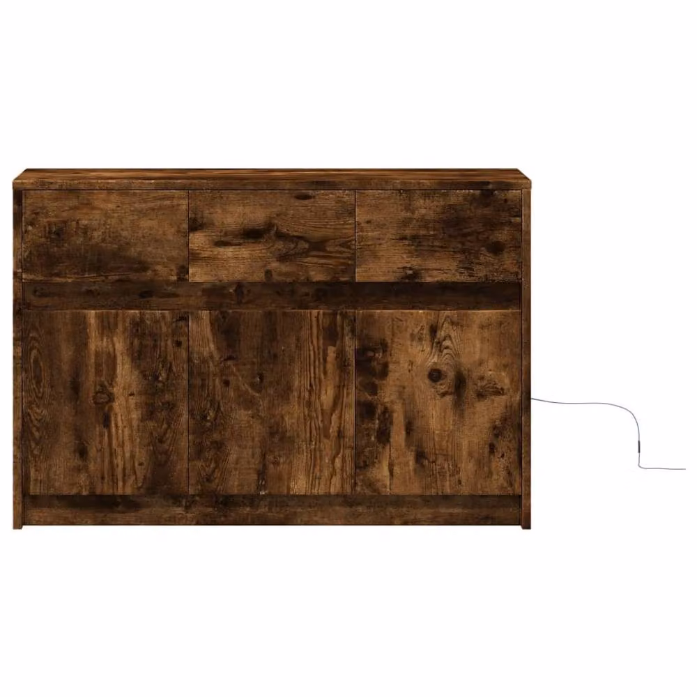 Berkfield Home Modern TV Cabinet with LED in Smoked Oak Brown, W/D/H: 91 x 34 x 61 cm – 5