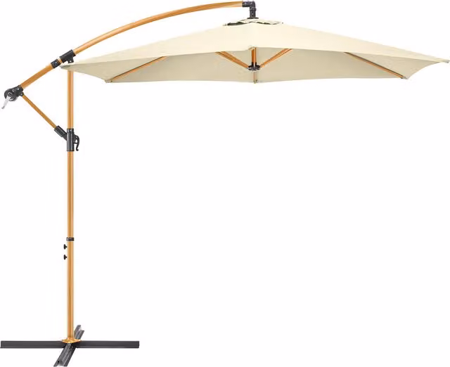 Christow Wood-Effect Cantilever Parasol in Cream with UPF 50+ Polyester Canopy