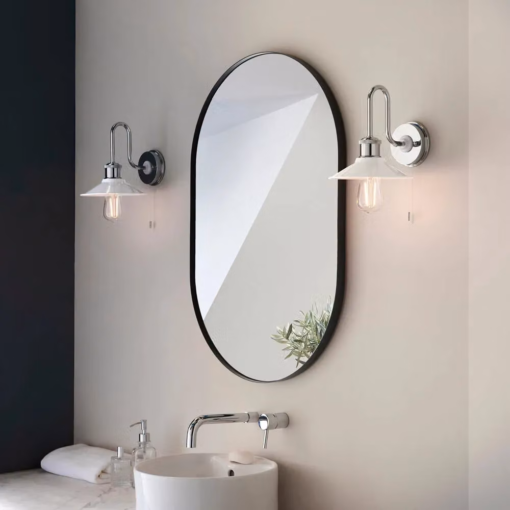 Loops Chrome Plated Fisherman Wall Light with Transparent Ribbed Glass Shade, IP44 Rated – 3