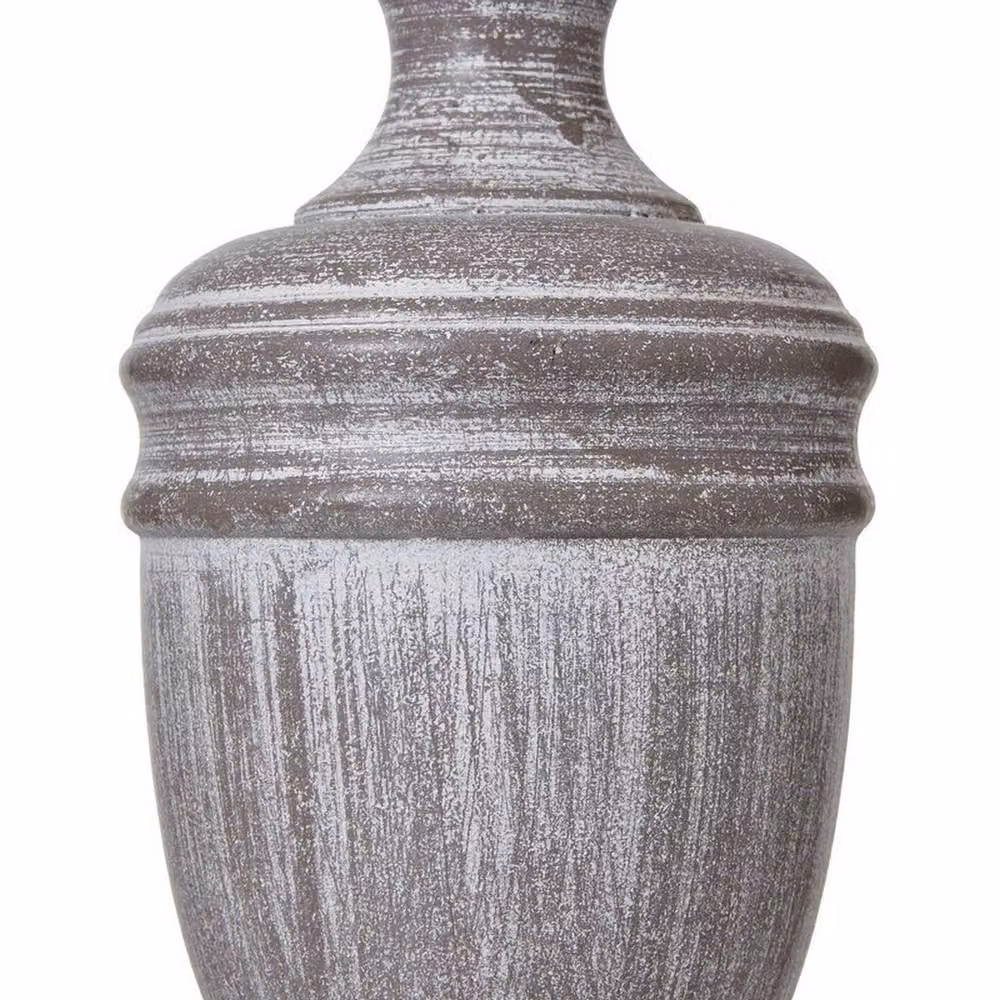 Lemon Pavilion Furniture and Decor Nola Urn Table Lamp with Linen Shade, Wood, W: 12 cm, D: 12 cm, H: 45 cm, White in Brown – 2