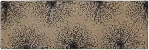 MantraRaj Elegance Dandelion Clock Rubber Runner Mat in Grey and Beige, W/D: 50 x 150 cm – 1
