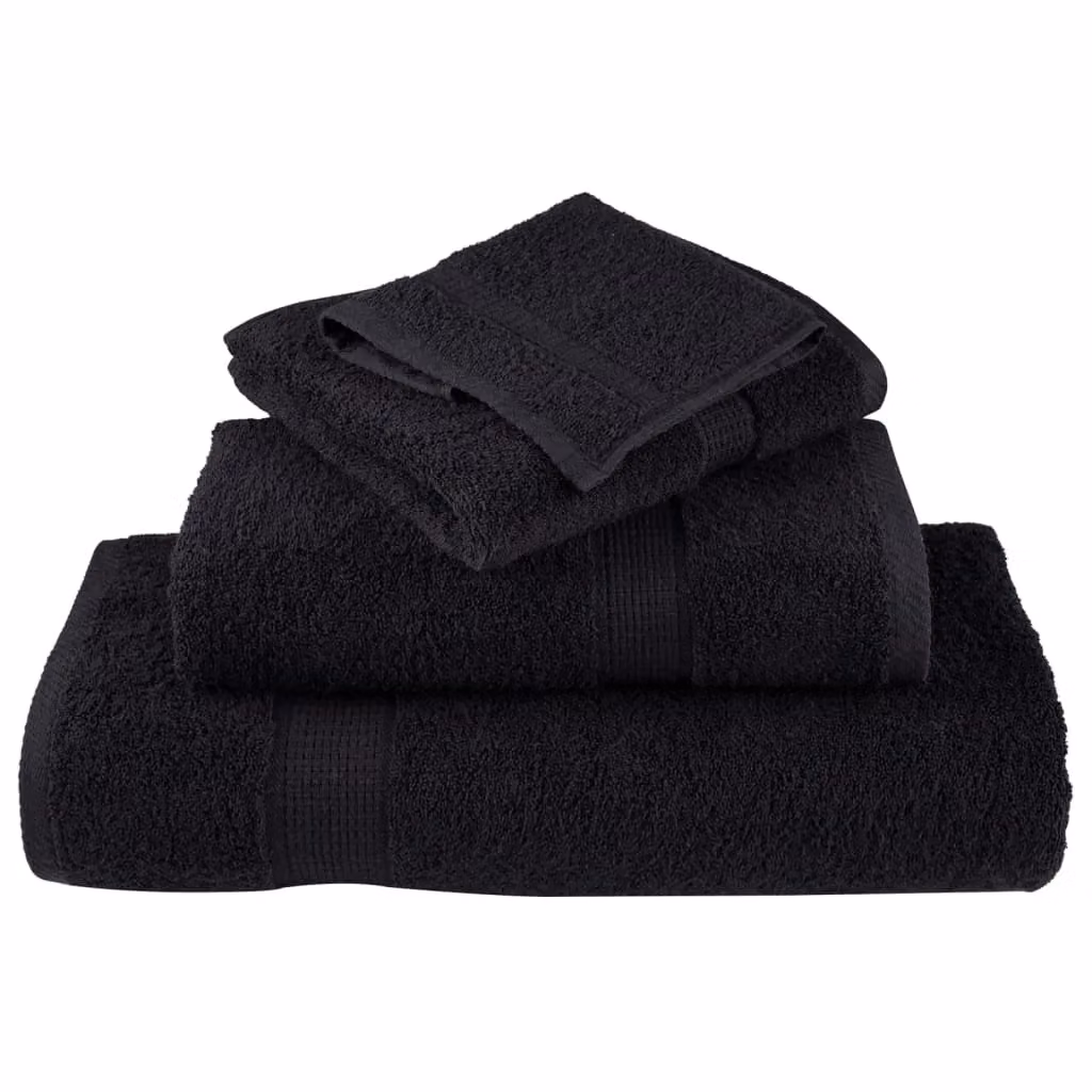 Berkfield Home SOLUND 6 Piece Premium Black Cotton Terry Towel Set, 600 gsm – 3