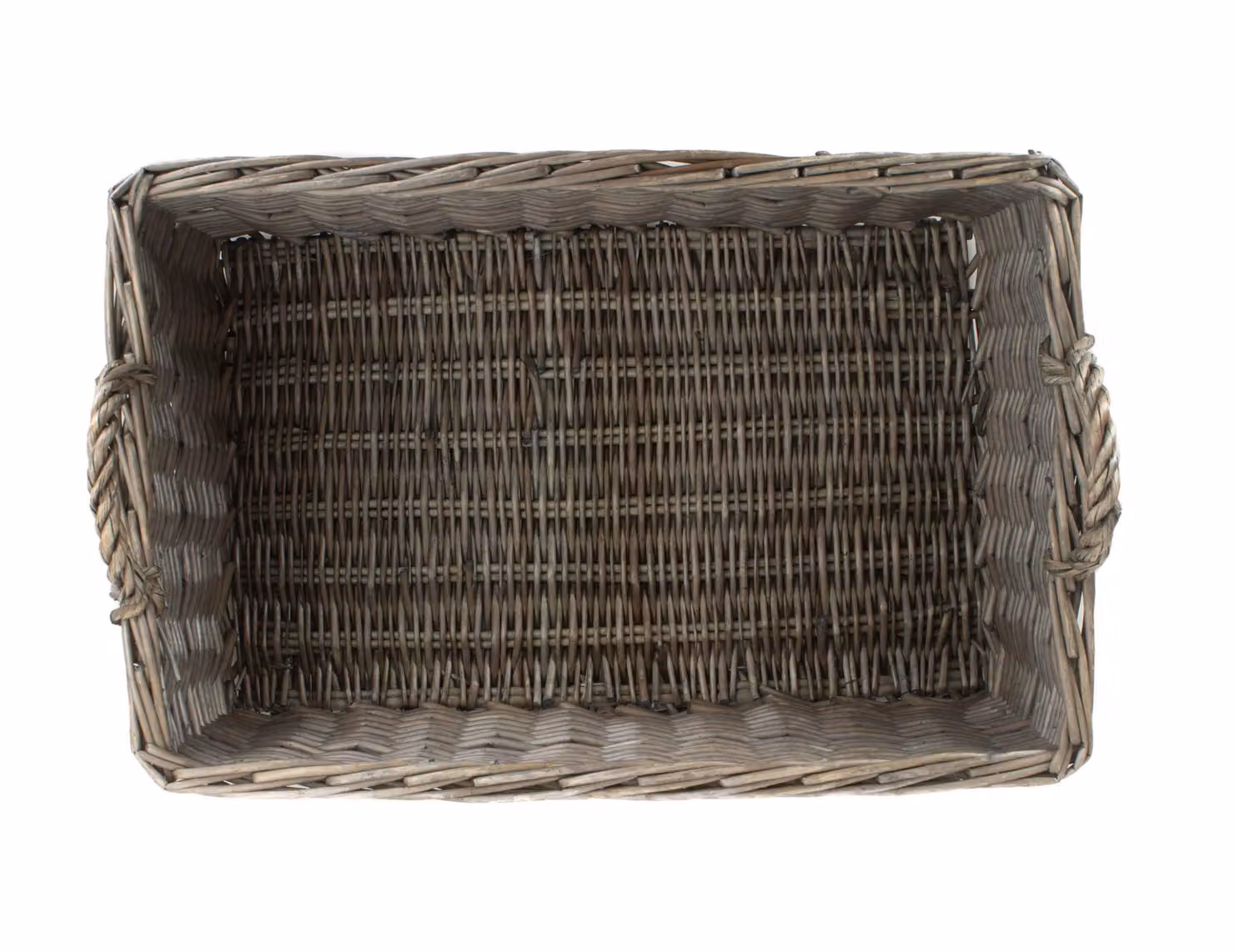 Red Hamper Wicker Shallow Antique Wash Storage Basket in Brown and Grey, Width: 32 cm – 2