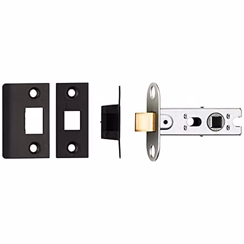 Loops 64mm Tubular Mortice Door Latch Bolt Through with Square Forends in Matt Black