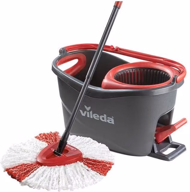 Vileda Turbo Spin Mop and Bucket Set with Wringer and Telescopic Handle in Multicolour