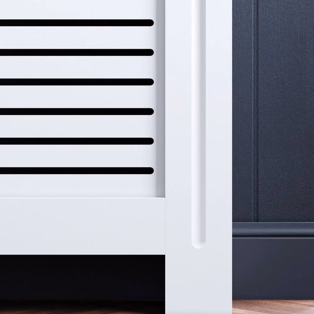 Nordara White MDF Wood Radiator Cover Cabinet with Horizontal Grill Shelf – 3