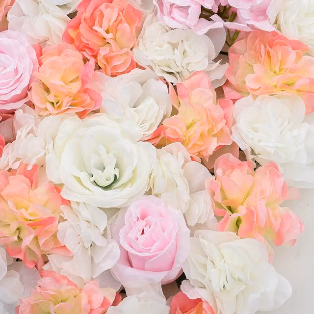 Livingandhome 2-Piece Pink and Yellow Artificial Rose Flower Panel Backdrop