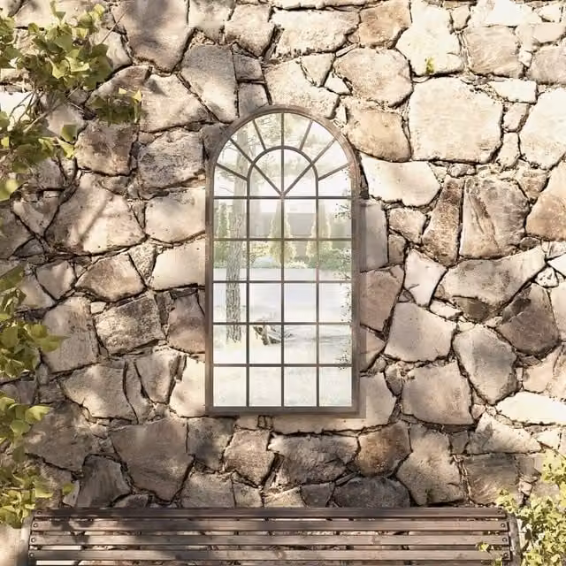 Berkfield Sand Garden Mirror in Beige, W/H: 90 x 45 cm – 1