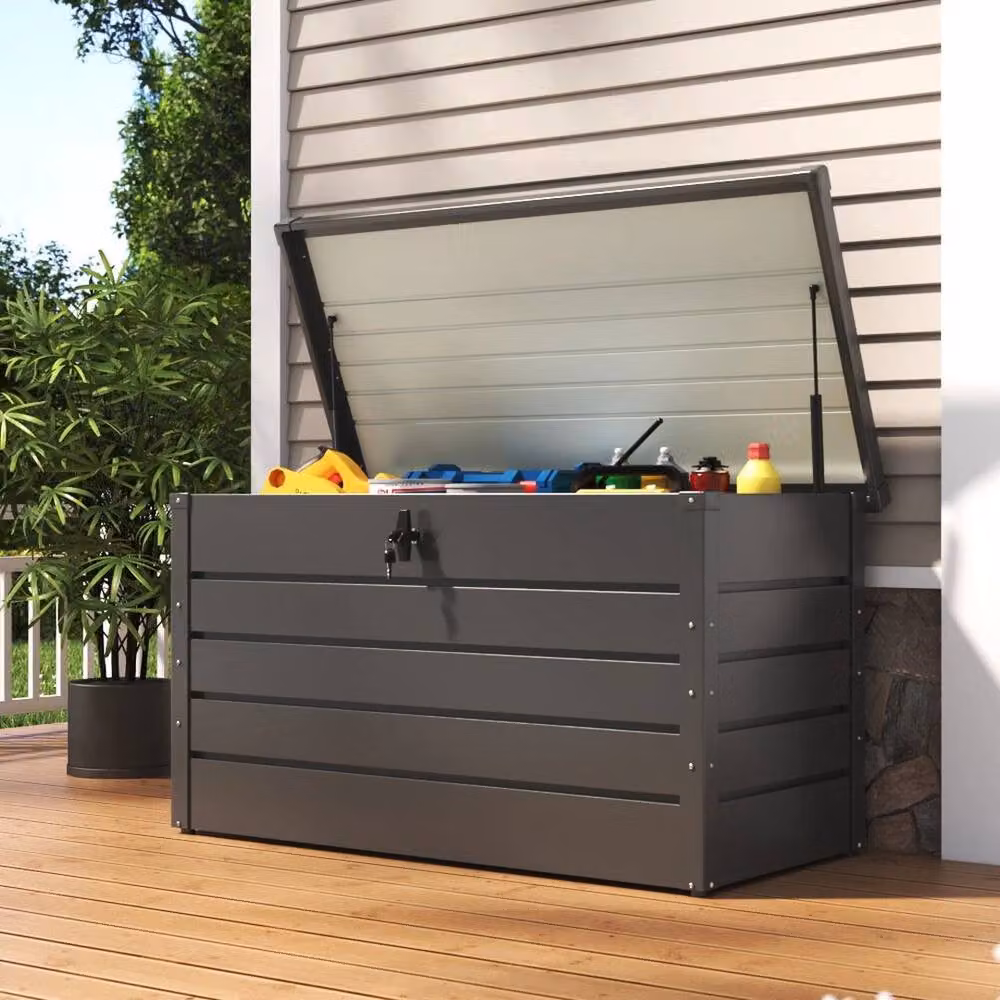 Kelvenix 350L Grey Metal Outdoor Garden Storage Box – 3