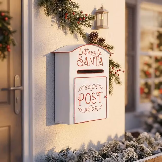STILVORA Christmas Mailbox A5 Wall Mounted, White, W: 30.5 cm, H: 27.0 cm – 1