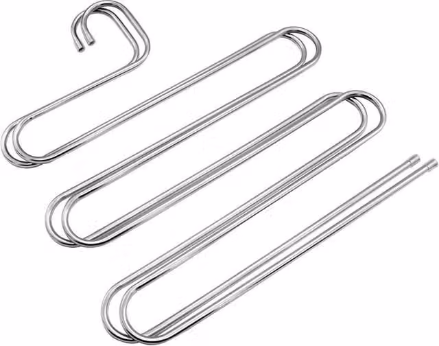 FLAVORA 5 Tier S Shape Multi Layer Trouser Storage Hanger in Silver, Width: 50 cm – 1