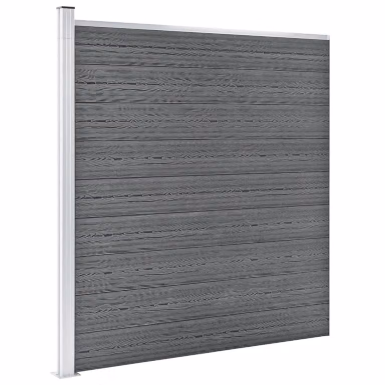 Berkfield Home Garden WPC and Aluminium Fence, Grey, W: 1564 cm, H: 186 cm