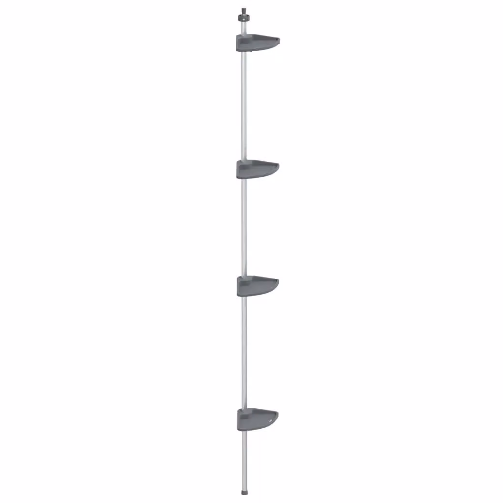 Berkfield Home 4-Tier Telescopic Silver Aluminium Corner Shower Shelf with Adjustable Shelves – 2