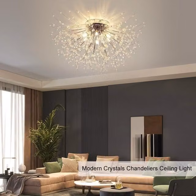 Garwarm 6-Light Crystal Burst Chandelier in Silver