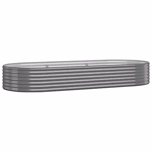 vidaXL Galvanised Steel Garden Raised Bed, Grey, W: 249 cm, D: 100 cm, H: 36 cm
