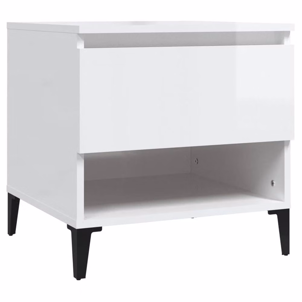 Berkfield Home High Gloss White Side Table W: 50 cm, D: 46 cm, H: 50 cm – 2