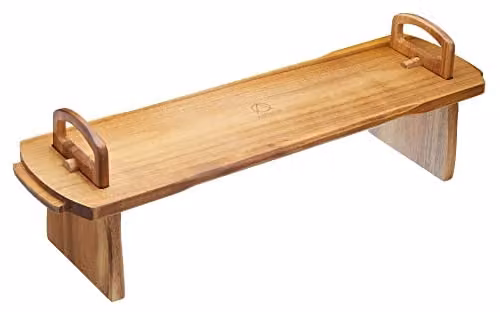 Artesa Solid Wood Rectangular Antipasti Platform Platter in Brown and Multicolour, W/D/H: 52 x 15 x 17 cm