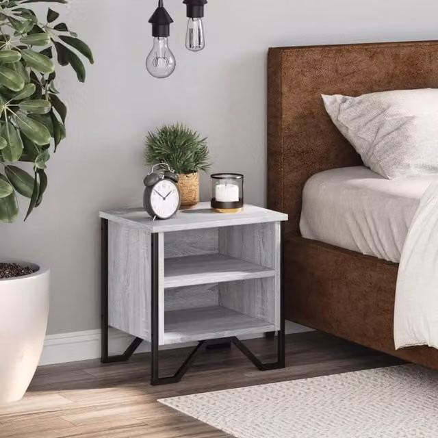 Berkfield Home Elegant Bedside Cabinet in Grey Sonoma, W/D/H: 40 x 30 x 40 cm – 1