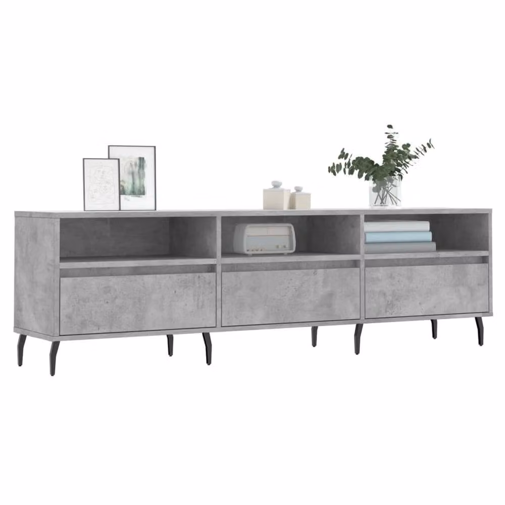 Berkfield Home Industrial TV Cabinet in Concrete Grey, W: 150 cm, D: 30 cm, H: 44.5 cm – 3