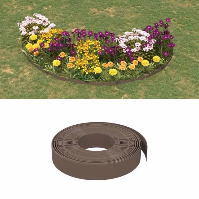 Berkfield Brown Polyethylene Garden Edgings, 5 Pieces, 10 m Total Length – 1