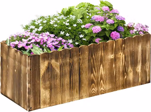 Outsunny Brown Wooden Raised Bed Garden Planter for Vegetables and Herbs, W: 33 cm, H: 30 cm, 70 L
