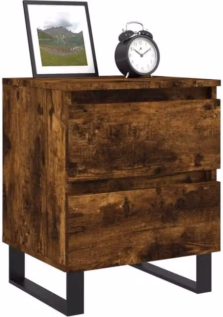 Berkfield Home Elegant Bedside Cabinet in Smoked Oak Brown, W/D/H: 40 x 35 x 50 cm – 1