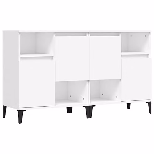 vidaXL Set of 2 White Engineered Wood Sideboards, W/D/H: 60 x 35 x 70 cm