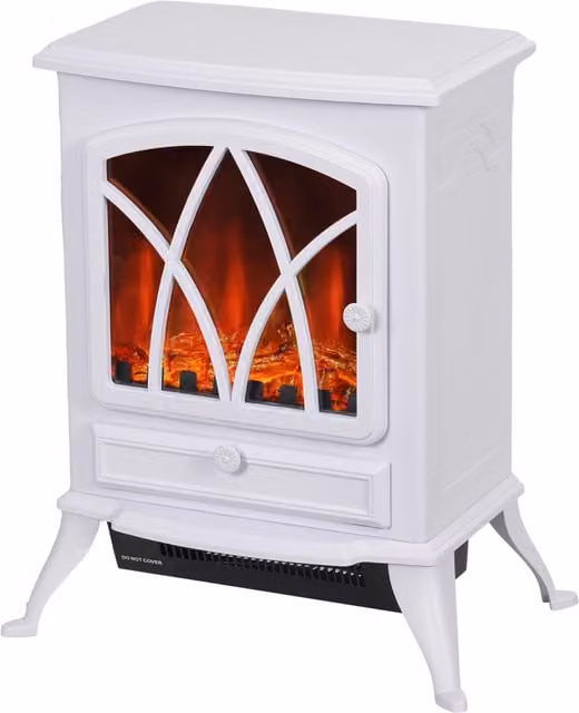 HOMCOM Vintage Electric Fireplace Heater, 2kW, White – 1